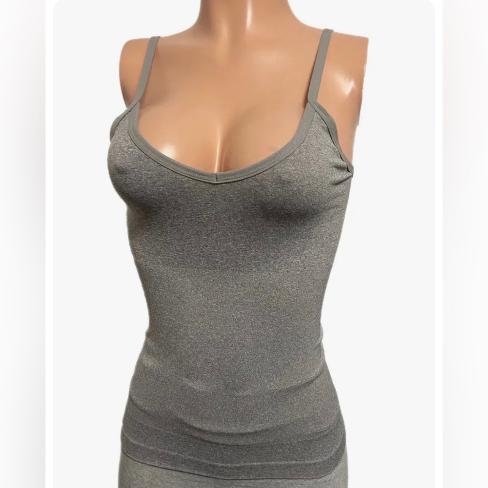 Skinny girl grey shaper Seamless Cami Tank Top Bodycon Fitted M NWTs adj straps
